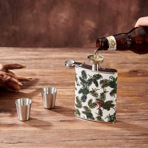 Petaca estampada de metal elegante para llevar en el bolso o cartera, accesorio de bar personal de moda. - Product Image 6