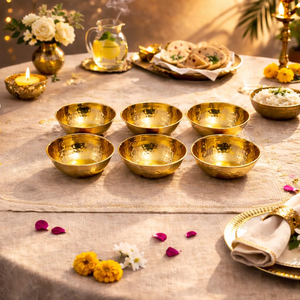 Handcrafted Brass Serving Bowl <b>Set</b> of 5 Modern Golden Glossy Finish Bowls Durable Light Wright for Home & Kitchen - Product Image 3