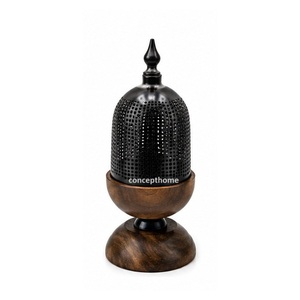 Brûleur d'encens avec couvercle perforé en métal, base en bois d'acacia, diffuseur d'aromathérapie longue durée pour toutes les saisons - Product Image 3