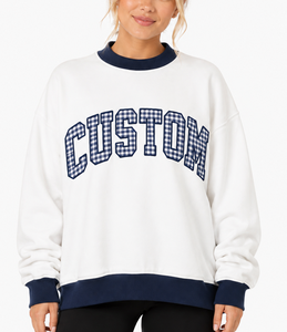 Sudadera informal bordada con cuello simulado para mujer, manga larga, transpirable, de algodón y poliéster, corte holgado, estilo urbano - Product Image 1