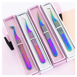 แหนบต่อขนตาปลายไฟเบอร์พรีเมียม สแตนเลสสตีล แหนบต่อขนตา 90 องศา แหนบสำหรับต่อขนตาวอลลุ่ม - Product Image 1