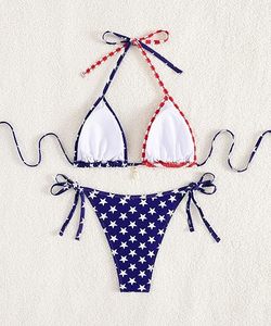 Two Piece Spandex/Nylon Halter Neck Floral Print Bikini Set with <b>V</b>-<b>Strings</b> Beach Bath Dress - Product Image 5