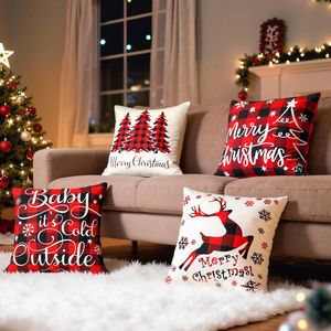Set di 4 Copricuscini Natalizi Stampati 18x18 Pollici, Comodi per Divano e Soggiorno, Decorazioni Festive Lavabili in Lavatrice - Product Image 1