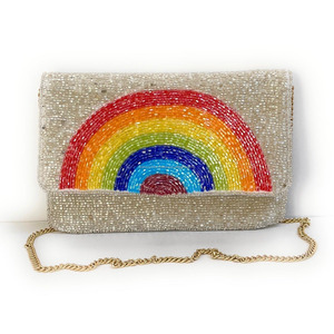 <b>Rainbow</b> Beaded Handmade Durable Foldable Clutch Bag Custom Beadwork Coin Purse Embroidered Evening <b>Sequin</b> Party Pouch Casual - Product Image 5
