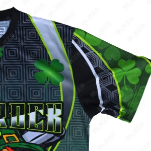 เสื้อเบสบอล Blaze Shamrock แขนสั้นสำหรับผู้ชาย ระบายเหงื่อได้ดี คอกลม ทรงสปอร์ต สีเขียว พิมพ์ลายการ์ตูน - Product Image 3
