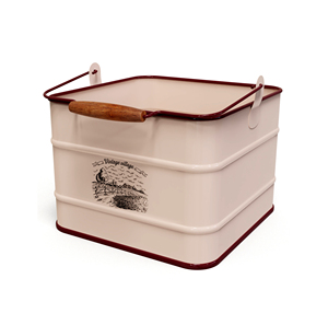 Oval Metal Storage <b>Caddy</b> with Rustic Landscape Design for <b>Kitchen</b> Sundries Holding - Product Image 1