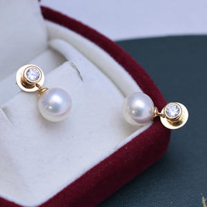 Zhuji Danshui 8-9mm Round S925 <b>Silver</b> Butterfly <b>Earrings</b> Strong Light Fine Flaws Fashion <b>Dangle</b> Wholesale Live Access - Product Image 1