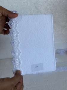 Invitaciones de Boda de Lujo con Borde Decorativo, Papel Hecho a Mano, Encaje Vintage, Ecológicas, de Algodón, Estilo Ángel, Color Personalizado - Product Image 4