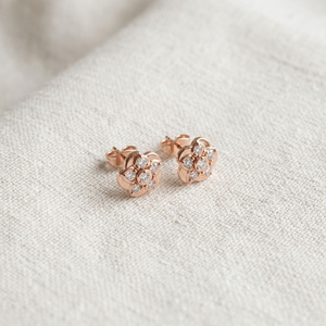 Boucles d'oreilles clips ethniques plaquées or rose 14 carats, motif fleur, aspect diamant taille brillant, bijoux à pétales pour femme, cadeau de fête - Product Image 2