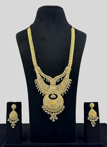 MOLL JEWELLERS Juego de Collar Largo Estilo Antiguo con Pendientes, Chapado en Oro Premium, Joyería de Latón con Diamantes para Boda, para Mujer A-63056 - Product Image 4