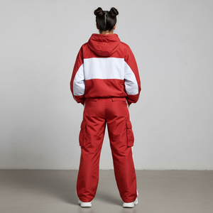 Nouvel ensemble de survêtement unisexe 2026 rouge et blanc à capuche, écologique, coupe ample, style streetwear, avec cordon de serrage, collection Printemps 2 - Product Image 5