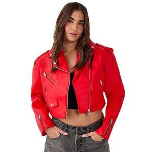 Chaqueta de Motociclista de Cuero Genuino Acolchada para Mujer, Tejida, Transpirable, Impermeable, Ajustada, Forro de Poliéster, Colores Personalizados - Product Image 1