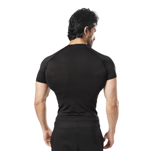 Camiseta de Compresión Negra Personalizada para Hombre, Manga Corta, Cuello Redondo, Ajustada, para Gimnasio, Entrenamiento, Deporte, Ropa Deportiva, Capa Base - Product Image 2