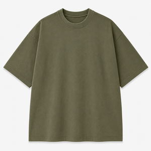 เสื้อยืดทรงบ็อกซี่สไตล์สตรีทแวร์ ผ้าโพลีเอสเตอร์/คอตตอน หนานุ่ม ระบายอากาศได้ดี เป็นมิตรต่อสิ่งแวดล้อม ขนาดใหญ่พิเศษ สีเขียวมะกอก  สามารถปรับแต่งได้ - Product Image 1