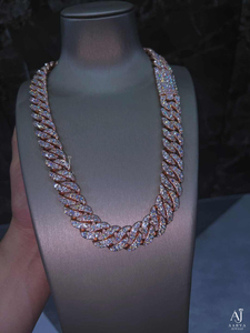 Collar de Cadena Cubana Chapado en Oro Rosa de Plata 925 con Colgante de Moissanita VVS, Joyería Hip Hop Unisex para Fiestas y Bodas - Product Image 1