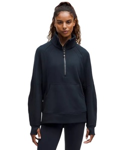 Sweats à capuche légers et décontractés confortables à col roulé pour femmes couleur et taille personnalisées avec fermeture éclair courte élégante et logo avant - Product Image 1