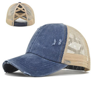 Vintage Denim Trucker <b>Cap</b> Mesh Back Ripped Design Adjustable Fit Unisex <b>Baseball</b> Hat Spring Summer Casual Wear - Product Image 1