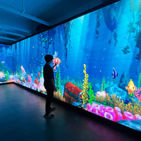 Pantalla LED Interactiva con Sensor de Proyección y Software de Dibujo Táctil para Cafetería Infantil con Temática Submarina, Personalizable