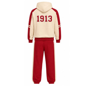 Ensemble de survêtement décontracté deux pièces à capuche et manches longues, imprimé et orné de strass, rouge et blanc, pour l'hiver DST 1913 - Product Image 6