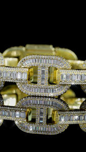 Pulsera Cubana de Plata de Ley 925 con Diamantes Simulados de Corte Baguette Estilo Mariner Iced Out para Regalos de Boda o Compromiso - Product Image 3
