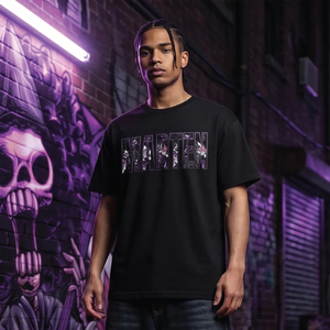 Camiseta Negra para Hombre con Estampado de Letras Marten, Manga Corta, Cuello Redondo, Estilo Casual Oversize, Estilo Urbano, Ecológica, 100% Algodón - Product Image 4
