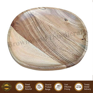 Plateau en bois d'acacia massif fait main, finition bois naturel, design élégant, qualité excellente, en vente - Product Image 2
