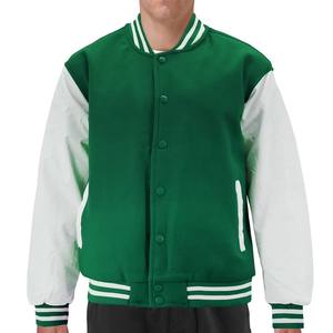 Vestes de baseball personnalisées pour hommes avec logo, doublure matelassée en coton, manches en cuir et laine, style varsity. - Product Image 3