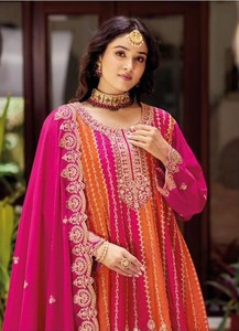 Dhwaja Export Cream Georgette Taille Unique Ensemble Cousu avec Broderie et Travail de Perles - Product Image 2