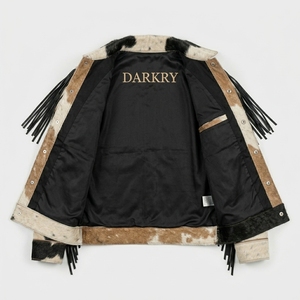 Fabricante Mayorista de Chaquetas de Cuero Auténtico de Piel de Vaca Personalizadas, Proveedor de Abrigos de Piel con Flecos Estilo Western para Hombre - Product Image 3