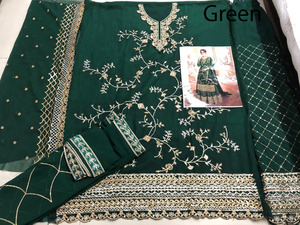 ผู้ขายที่ดีที่สุดแบบดั้งเดิมชาติพันธุ์อินเดียปากีสถาน Lehenga และ Dupatta ตั้งตาข่ายหนักด้วยงานเย็บปักถักร้อยเย็บเต็มสวมใส่ปาร์ตี้ - Product Image 3