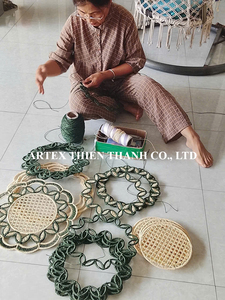 Eco Friendly Raffia Round Placemat Handwoven Decorative <b>Table</b> <b>Mat</b> Boho Dining Room Home Decor Handmade in Vietnam - Product Image 5