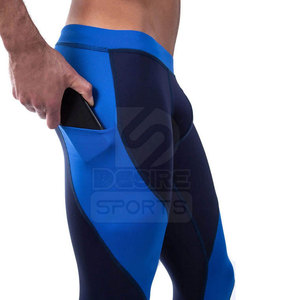 Leggings pour hommes de couleur unie, longueur intégrale, compression, taille élastique, couleurs et logo personnalisés, vêtements de fitness de haute qualité - Product Image 2