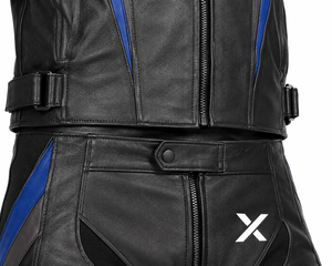 X Standard Two-Piece Leather Motorcycle <b>Suit</b> | Black <b>Red</b> Gray | X Logo | OEM ODM Manufacturer | Premium Design | Racing Wear - Product Image 4