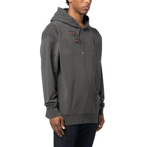 Sudadera con Capucha Extra Grande de Invierno para Hombre, 100% Algodón, con Logotipo Estampado Desgastado en las Mangas y Serigrafía - Product Image 4