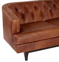 Canapé Chesterfield de style européen moderne en cuir véritable avec revêtement extensible, structure en bois massif, convertible trois places pour salon