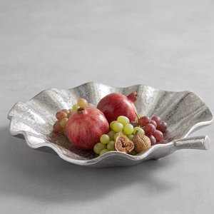 Round Leaf Shaped Metal Serving Bowl for Home Decor - Aluminum Decorative Bowl for <b>Coffee</b> <b>Table</b>, Party, Wedding, Kitchen Count - Product Image 5