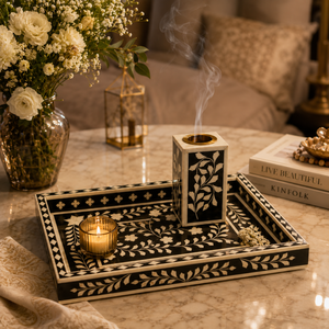 Juego de Bandejas para Quemador de Bakhoor con Incrustaciones de Hueso de Lujo |   Quemador de Incienso Árabe Hecho a Mano, Decorativo para el Hogar, Fragancia para Ramadán y Eid - Product Image 4