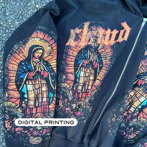 Streetwear in cotone da <span class=keywords><strong>uomo</strong></span> <span class=keywords><strong>con</strong></span> <span class=keywords><strong>cappuccio</strong></span> <span class=keywords><strong>con</strong></span> stampa a sbuffo <span class=keywords><strong>e</strong></span> <span class=keywords><strong>Zip</strong></span> felpe personalizzate <span class=keywords><strong>con</strong></span> <span class=keywords><strong>cappuccio</strong></span> francese in spugna - Product Image 2