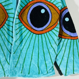 Turquoise <b>Velvet</b> Eye Embroidery Suzani <b>Jacket</b> – Handmade Boho Festival Coat, Artistic Statement Outerwear, Unique - Product Image 2