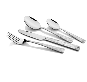 Elegante Juego de Cubiertos de Acero Inoxidable Plateado Martillado para Cenas de Moda y Eventos Especiales, Juego de Cubiertos Modernos para Restaurante - Product Image 1