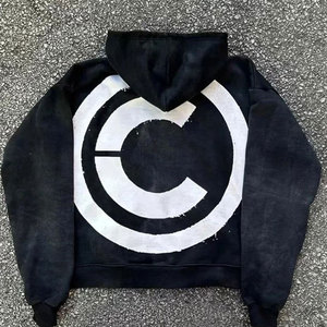 Sweat à capuche pour homme avec appliqué et finition vieillie, sweat à capuche brodé vieilli pour homme - Product Image 5