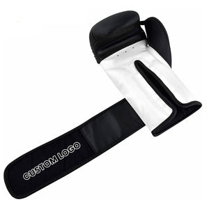 Gants d'entraînement de boxe en PU noir avec fermeture Velcro, design respirant pour adultes - Product Image 2