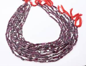 AAA Natural Rhodolite Garnet Smooth Square Shape <b>Beads</b> 4-5 MM <b>Red</b> Garnet Gemstone <b>Beads</b> 14 Inch Strand Plain Rhodolite Garnet - Product Image 4