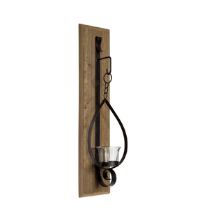 Interior Wall Hanging Wood & Metal <b>Candle</b> Holder <b>Sconce</b> - Product Image 2