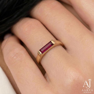 925 Sterling Silver Geometric <b>Emerald</b> Cut Ruby <b>Ring</b> Rhodium/Gold Plated Gemstone <b>Band</b> for Wedding Anniversary Party - Product Image 4