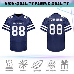 เสื้อยืดแบบมีหมายเลขสั่งทำได้สำหรับทุกเพศ เหมาะสำหรับเสื้อฟุตบอลอเมริกัน เสื้อฟุตบอล เสื้อกีฬาตาข่าย เสื้อยืดพลัสไซส์ ผลิตจากโพลีเอสเตอร์ 100% - Product Image 2