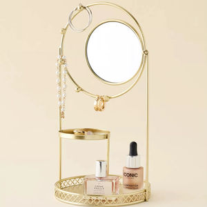 Organizador de Joyas Moderno con Soporte Elevado para Platos, Gancho de Brazo Curvo, Almacenamiento de Collares, Bandeja Doble, Exhibidor Compacto Inteligente para Tocador - Product Image 2