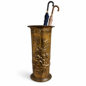 Porte-parapluie vintage en laiton gaufré, support décoratif pour parapluies, dépose-parapluies antique pour entrée, rangement de cannes, décoration maison, bureau, hôtel - Product Image 1