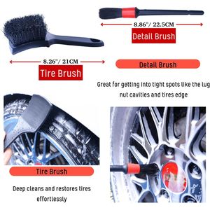 Kit Professionale di 4 Spazzole per Ruote con Manico Lungo per Pulizia Pneumatici, 2 Spazzole Morbide per Pulizia Ruote, 2 Spazzole per Lavaggio Auto - Product Image 2