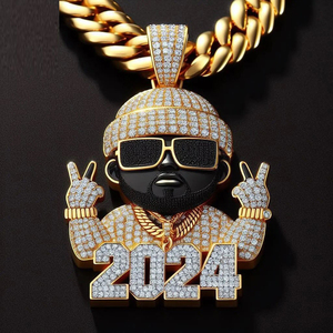 จี้เพชรฮิปฮอปแบบกำหนดเอง VVS มอยส์ซาไนต์ ประดับเพชรเต็มตัว ดีไซน์เทียบเท่าเพชรแท้ เงินแท้ 925 จี้เพชร 3 มิติ สำหรับผู้ชาย - Product Image 1